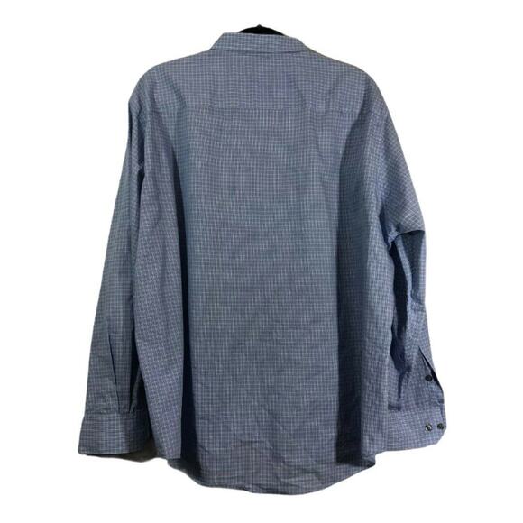 Alfani Mens Fitted Performance Button Up Dress Shirt Sz 18 34-35 XXL Blue Plaid - Picture 2 of 10